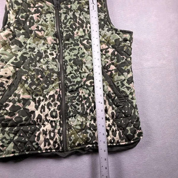 Great Northwest Indigo Leopard Camo Quilted Puffer Vest Green Large Gorpcore - Image 7