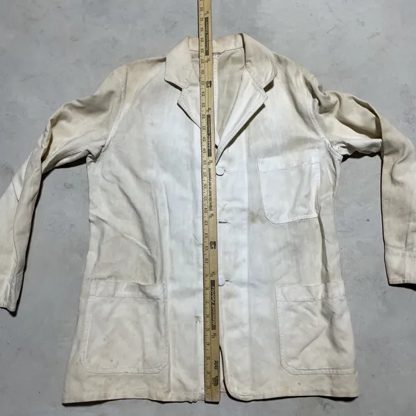 Vintage 1940s Angelica Sanforized Shrunk Doctor Lab Coat Uniform Unisex SZ 40 - Image 4