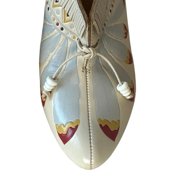 Tory Burch Yuma Fringe Feather Heel 7.5 Folk Art Block‎ Pump - Image 12