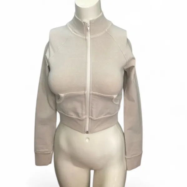 SKIMS Size XS basic sweater outdoor track jacket ap-zip-1120 bone beige NWT - Image 3