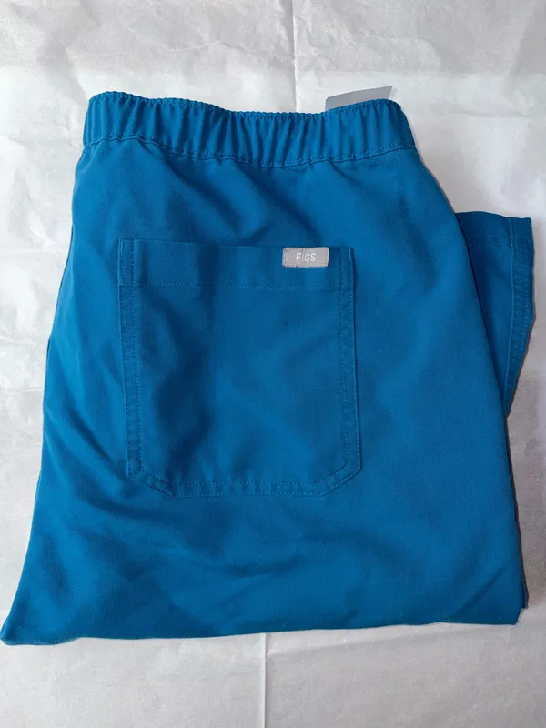 FIGS Blue V-Neck Scrub Top and Straight-Leg Pants Set - Image 7