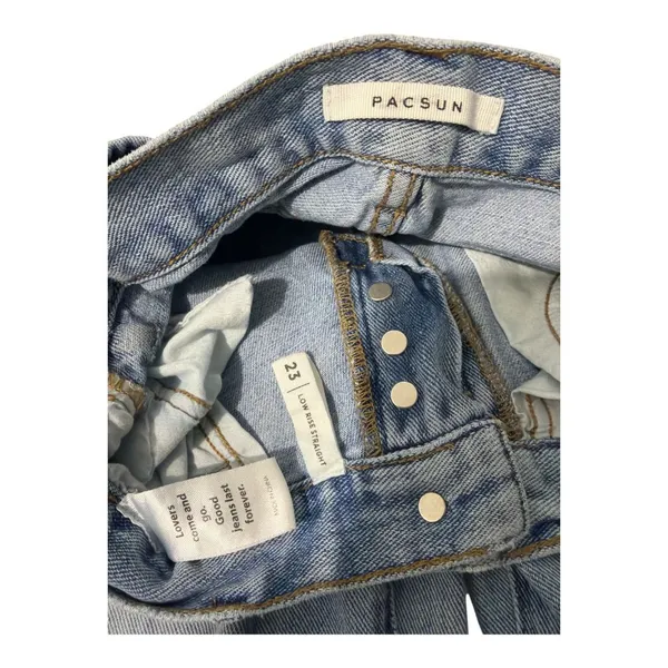 PacSun Womens Light Wash Low-Rise Straight Jeans With Button Fly Size 23 - Image 5