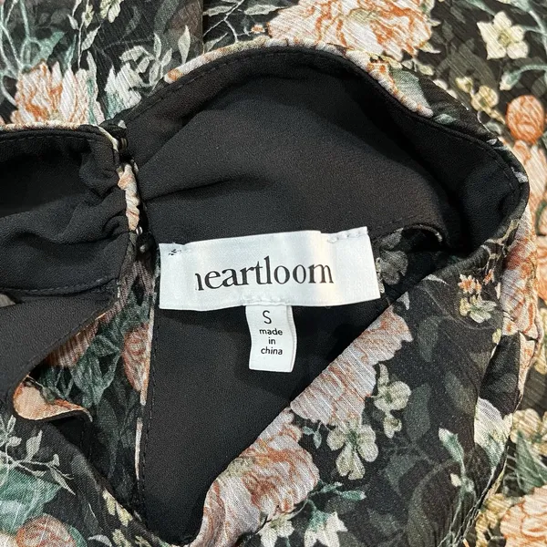 Heartloom Black Floral Halter Top Size Small Lined - Image 5