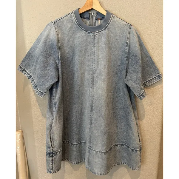 Free People Harlow Denim Minidress Size Small - Image 11