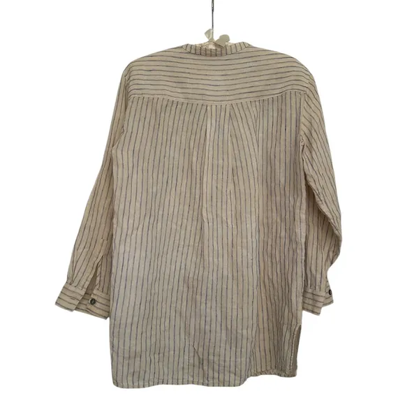 The White Company White Label Linen Blue Striped Tunic‎ Shirt Womens 2 Lagenlook - Image 2
