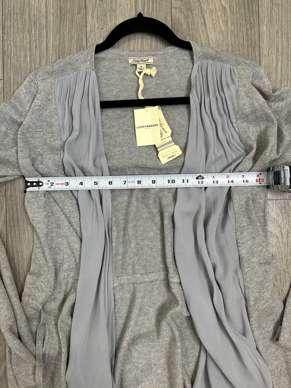 NWT Lucky Brand Boho Cardigan Grey Blue Tie Front Size S - Image 11
