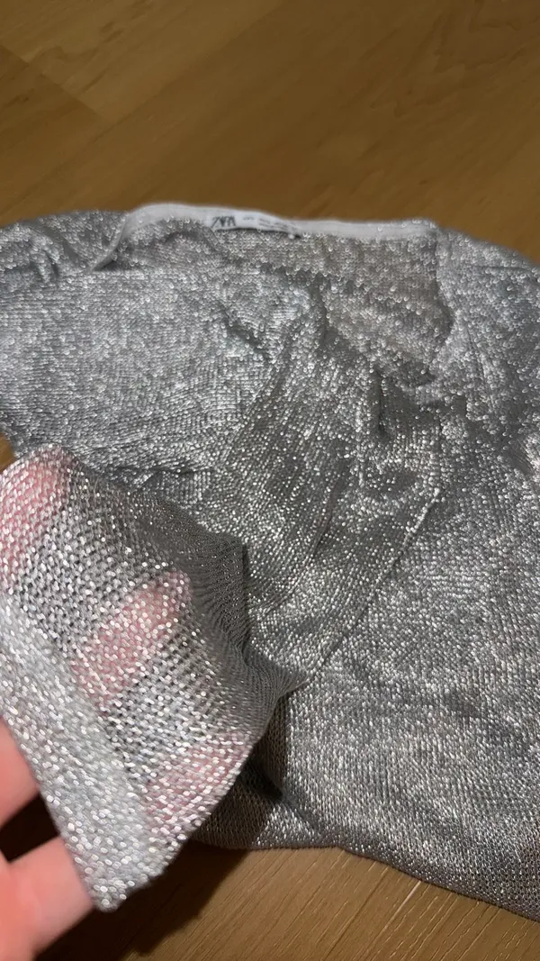 ZARA Silver Top Metallic long sleeve - Image 3