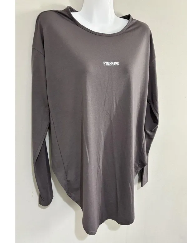 GymShark Open Back Ark Long Sleeve Shirt Women’s Medium Athletic Gray Top - Image 5