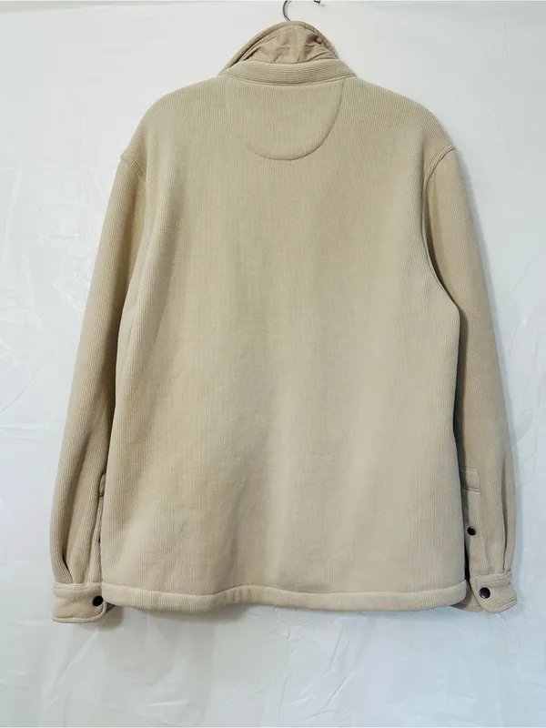 Cozy Neutral Teddy Jacket with Snap Front Tan Size M - Image 9