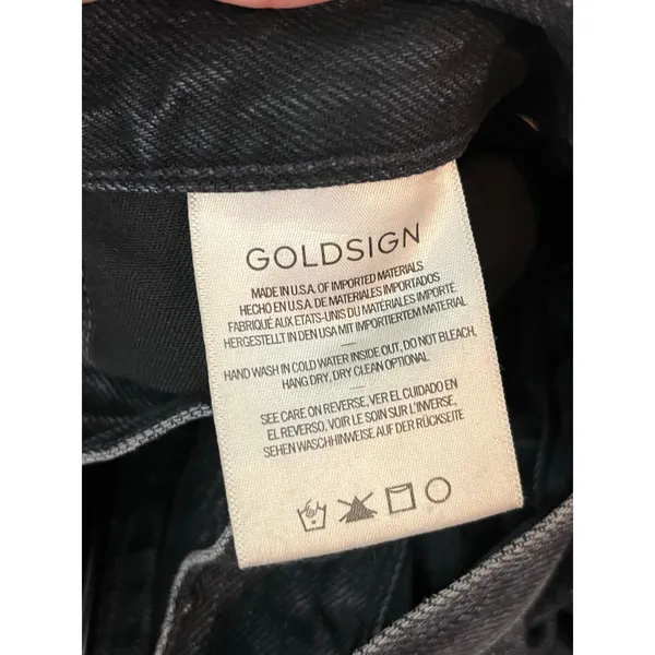 GOLDSIGN Low Slung Crop Jeans Black Relaxed Straight‎ Leg Denim Women's 26 - Image 7