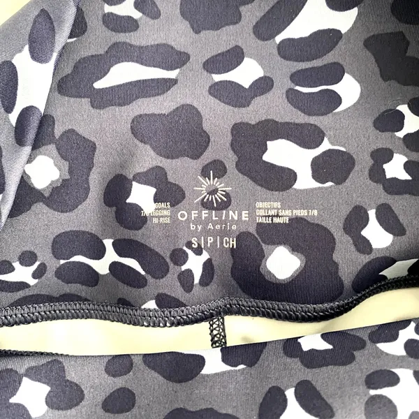 Aerie Offline Blue Leopard Print High Rise Athletic Yoga Goals 7/8 Leggings S - Image 4