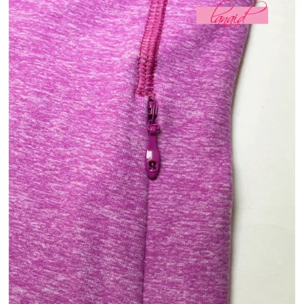 Think Fast Long Sleeve Heathered Ultra Violet Pink Purple Ruched Top 8 - Image 12