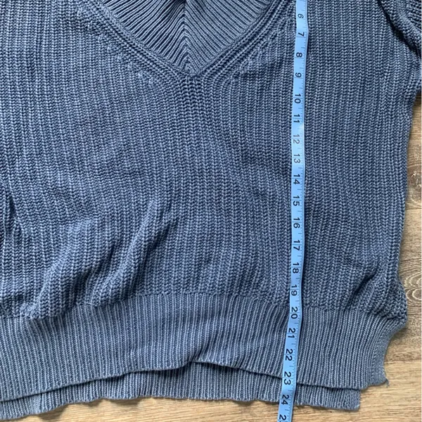 Aerie Ribbed Oversized V-neck Blue Sweater S - Image 6