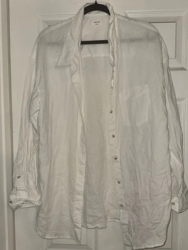 Aritzia Brand New Wilfred Free oversized White Long Sleeve Shirt Size Large - Image 3