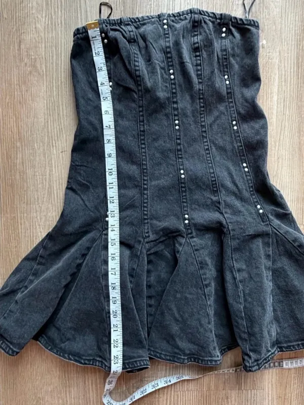 Able Black Denim Fit-and-Flare Studded Dress‎ - Image 4