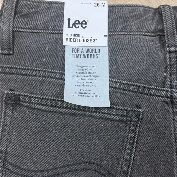 NWT Lee Black Mid Rise Frayed Hem‎ Denim Shorts Women's Size 26 Cutoff - Image 4