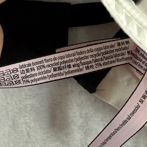 Victoria's Secret Dream Angels Unlined Bow Bra Crystal Straps White Black XL NWT - Image 7