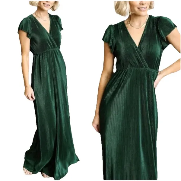 Baltic Born Athena Pleated Maxi Dress Forest Green Maxi Dress Large NWT wedding - Image 2
