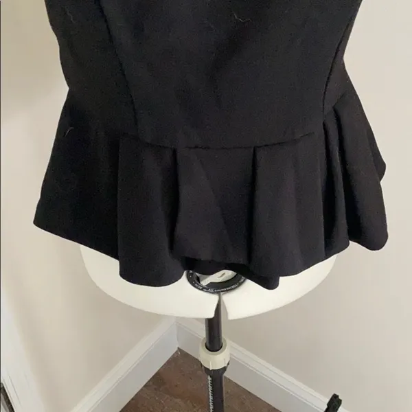 White House | Black Market Black Peplum Beaded High Neck Tank Top - Image 5