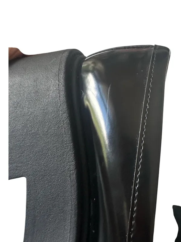 Madden NYC Platform Lug Sole Penny Loafers in shiny black patent finish. - Image 11