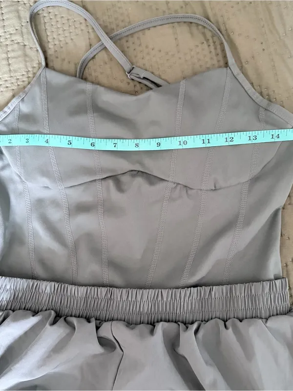 PINK Victoria's Secret Sage Green Active Romper One Piece Shorts - Image 6