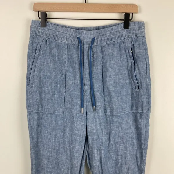Athleta Retreat Linen Jogger Pants Womens Size 8 Blue Casual Pull On Lightweight - Image 4