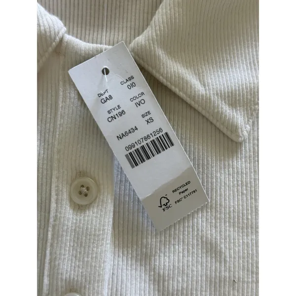 J‎ CREW NWT Perfect Rib Polo Shirt Size XS Cream Long Sleeve Knit Lightweight - Image 4