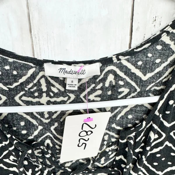 Madewell Shirt Women Size Small Geometric Cutout Front Cap Sleeve Blouse Casual‎ - Image 2