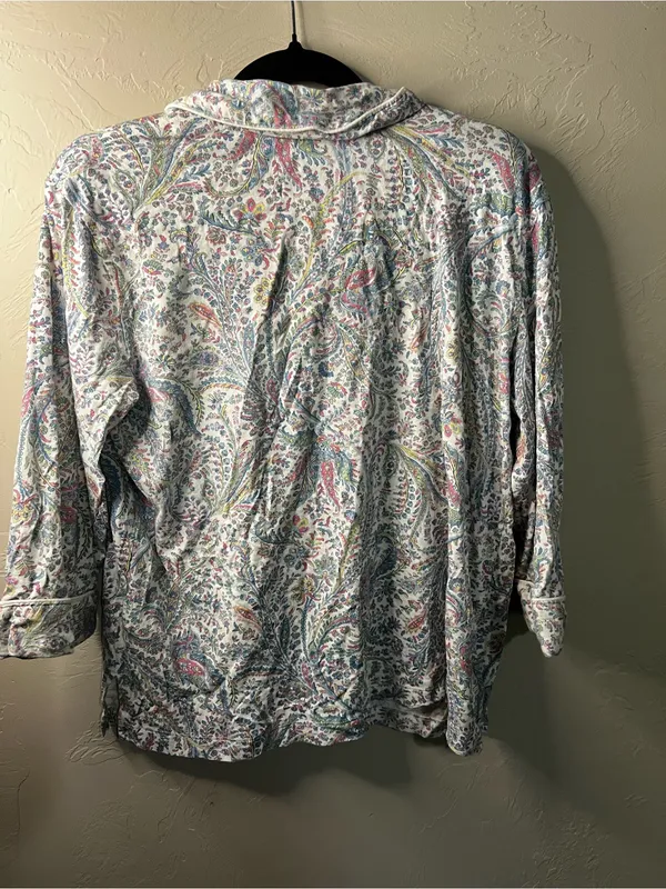 Lauren Ralph Lauren Paisley Monogram Knit Jersey Cropped Preppy Comfy Pajama Set - Image 7
