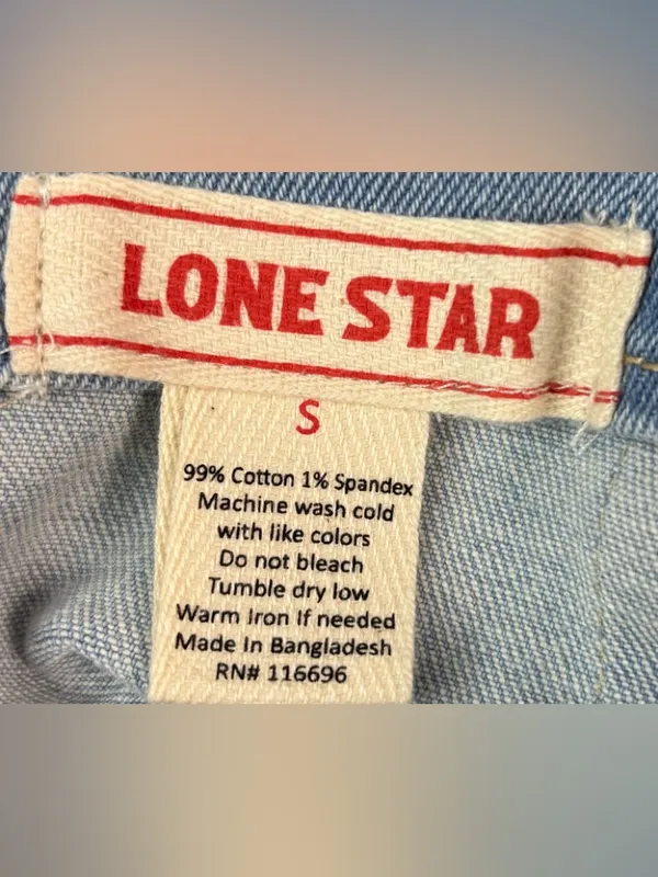 Lone Star S Pale Blue Cotton Stretch Denim Spaghetti Strap Sun Mini Dress - Image 5