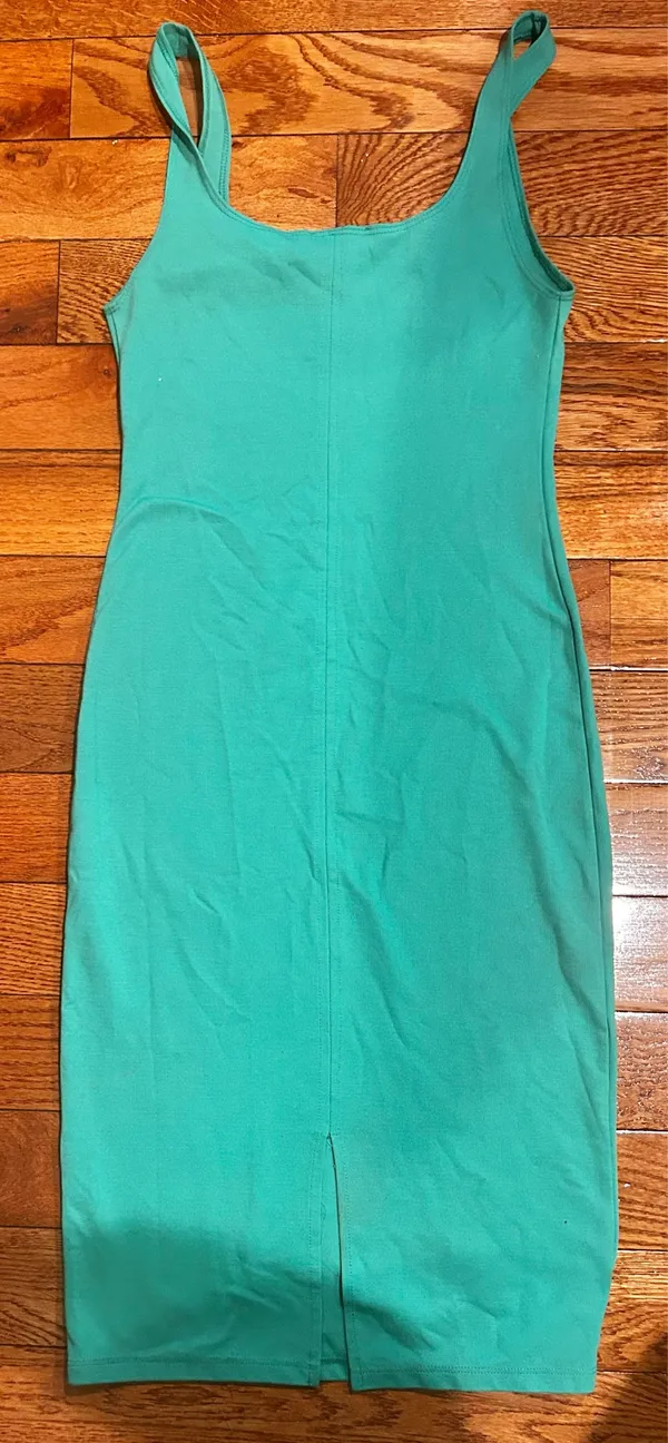 Zara green bodycon Tank Sleeveless back slit midi dress size M - Image 8