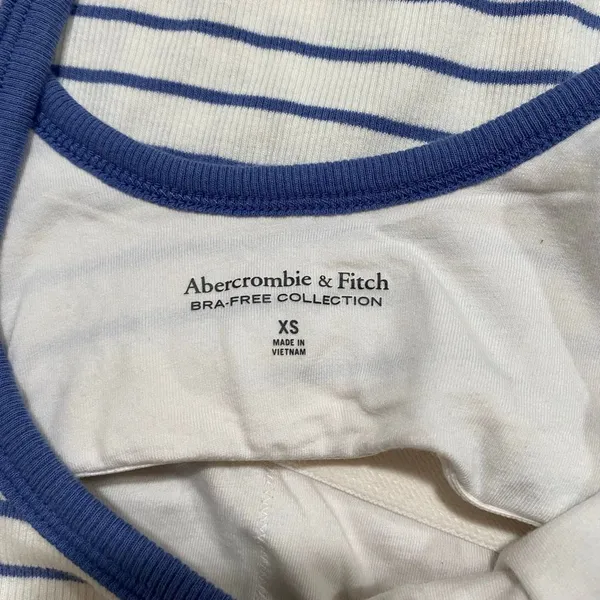 Abercrombie & Fitch XS Striped Ribbed Tank Top Blue White Coastal - Image 4