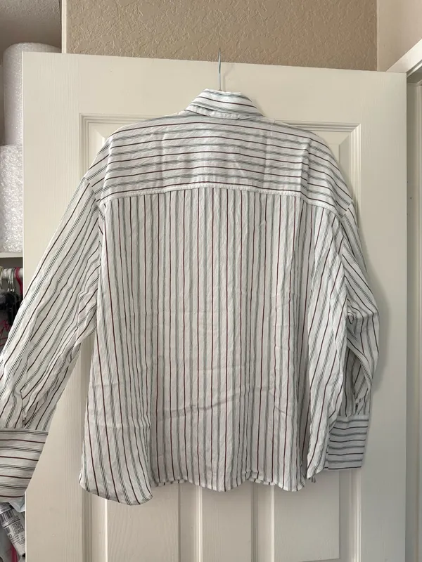 BNWT Zara Mint Chocolate Green & Brown Striped Flowy Button Down Scarf Shirt - Image 12