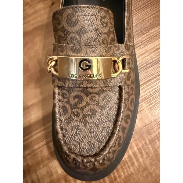 GBG Guess Los Angeles Collie‎ Brown Monogram Lug Sole Platform Loafers Womens 7M - Image 4