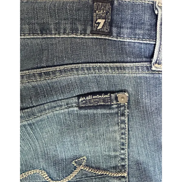 7 For All Mankind Women's Straight Leg‎ Jeans Medium Wash Blue Denim Sz 30 - Image 5