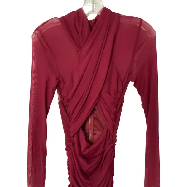 Bardot Aliyah Dress in Burgundy XSmall New Womens Midi Stretch Cocktail - Image 5