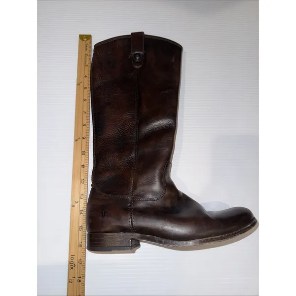 Frye Melissa Boots Womens 7 M Button Dark Brown‎ Leather Pull On 4001 - Image 7