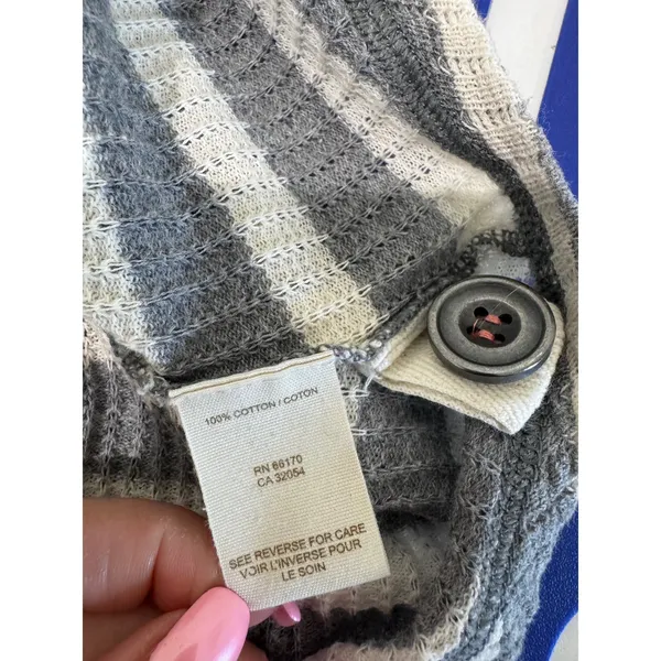Free People Y2K Striped Thermal‎ Hoodie Small Earthy Nautical Boho Indie Breton - Image 6