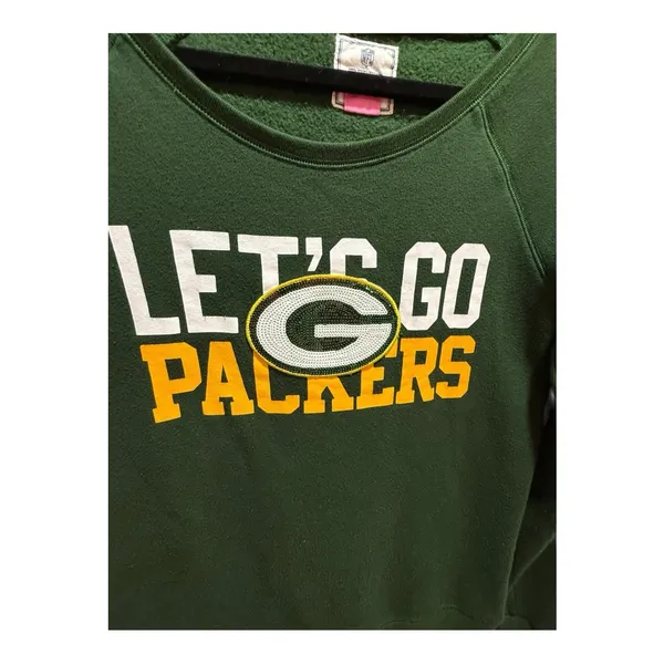 Victoria’s Secret PINK NFL Green Bay Packers LET’S GO PACKE Sequin Sweatshirt XS - Image 4
