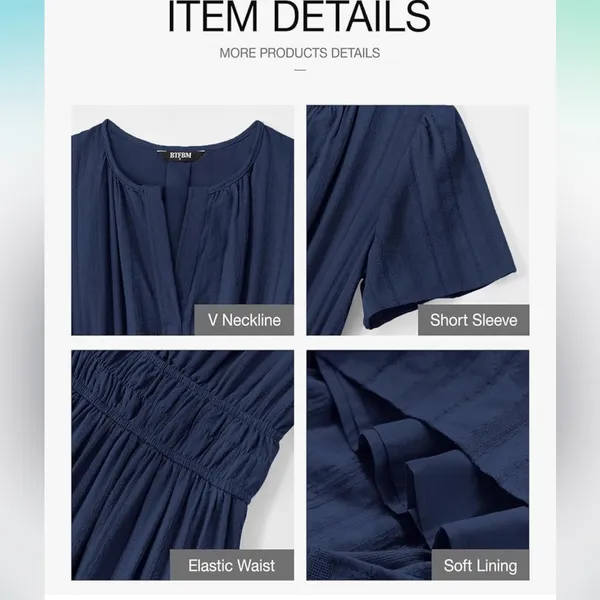 Cotton pocket Navy Blue Maxi Dress - Image 4