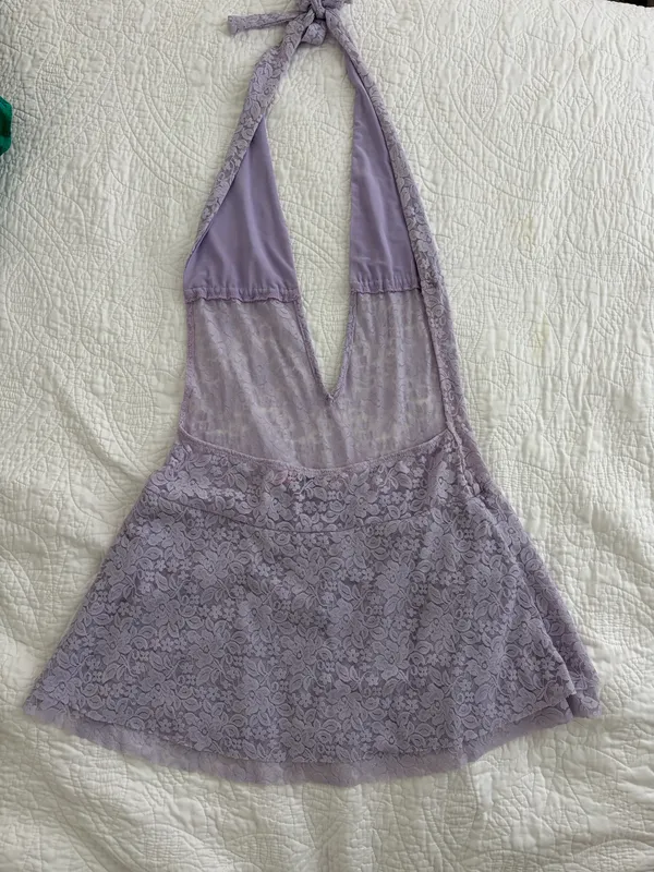 Edikted Lace Mini Dress Sheer purple - Image 3