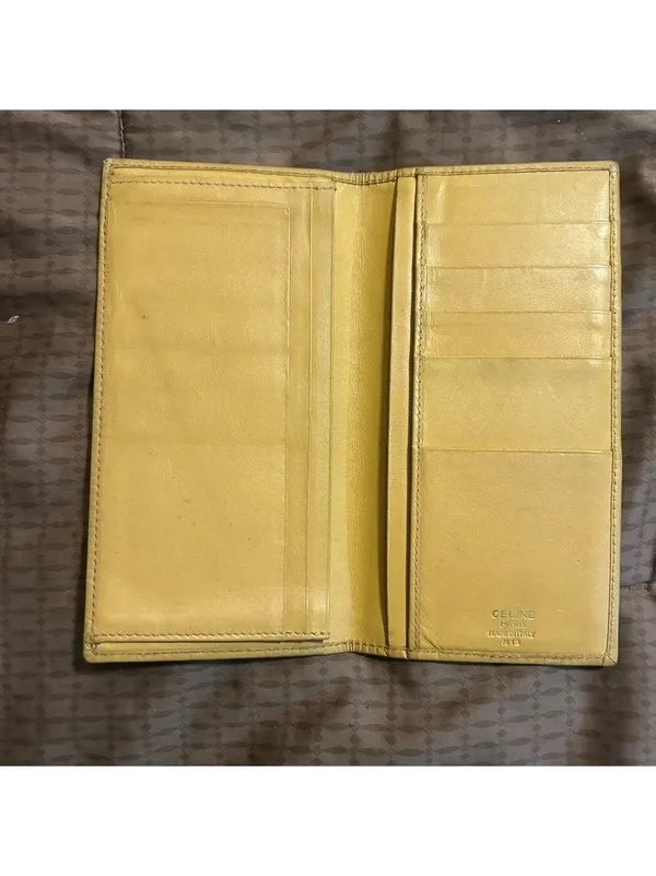 vintage Celine Macadam canvas long bifold wallet with leather trim. - Image 6