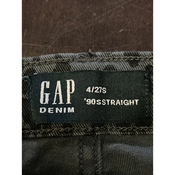 Gap 90s Straight Jeans Womens 4 Short Gray Leopard High Rise Stretch Denim Pants - Image 7