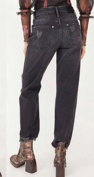 Free People Baggy Tapered Boyfriend Jeans in Obsidian Black - Image 2