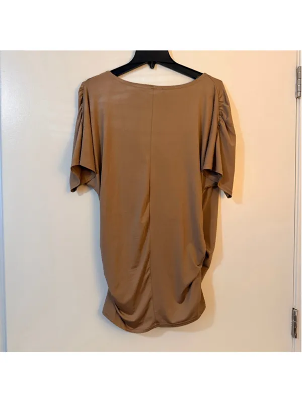 Respi Ronics Women's Draped Surplice Top – Taupe Brown Size L (b10) - Image 11