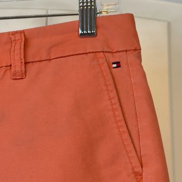 Tommy Hilfiger 4 Womens Coral Chino Shorts Coastal Mid Rise Preppy Summer Khaki - Image 5