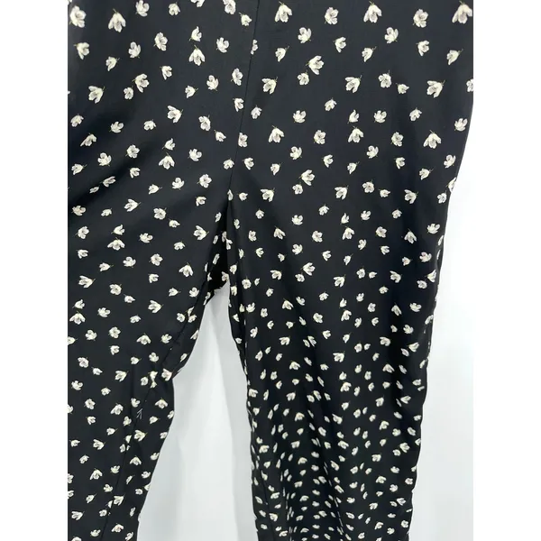 Lulus Black Floral Milkmaid Jumpsuit Sz M Puff Sleeve Wide‎ Leg Square Neck - Image 7