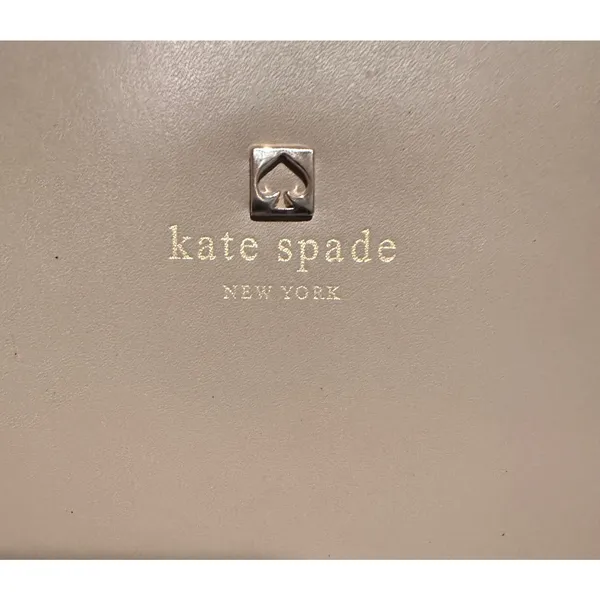 NWOT Kate Spade Black n Beige Leather Kristen Top Zip Tote Bag - Image 3