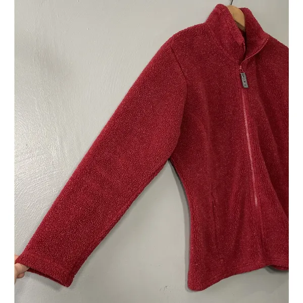 Cabelas Berber Fleece Womens Size Large Red Zip Jacket Gorpcore Country Sherpa - Image 3