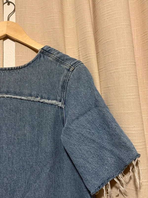 Ganni Light Blue Denim Maxi Dress with Raw-Edge Trim - Image 7